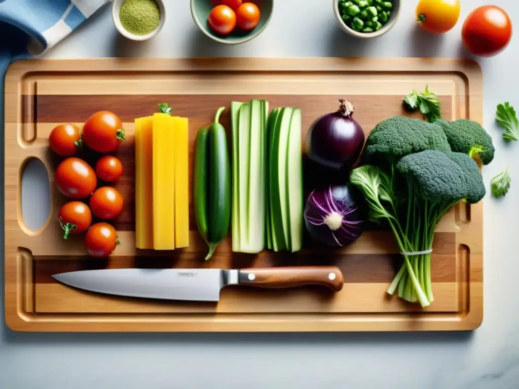 Un escenario vibrante de ingredientes frescos y coloridos sobre una tabla de cortar sin gluten