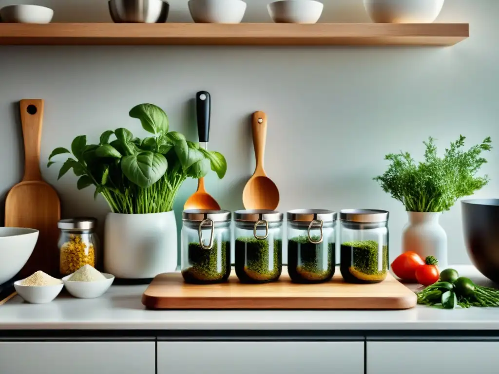 Un espacio de cocina sin gluten impecable, organizado y eficiente