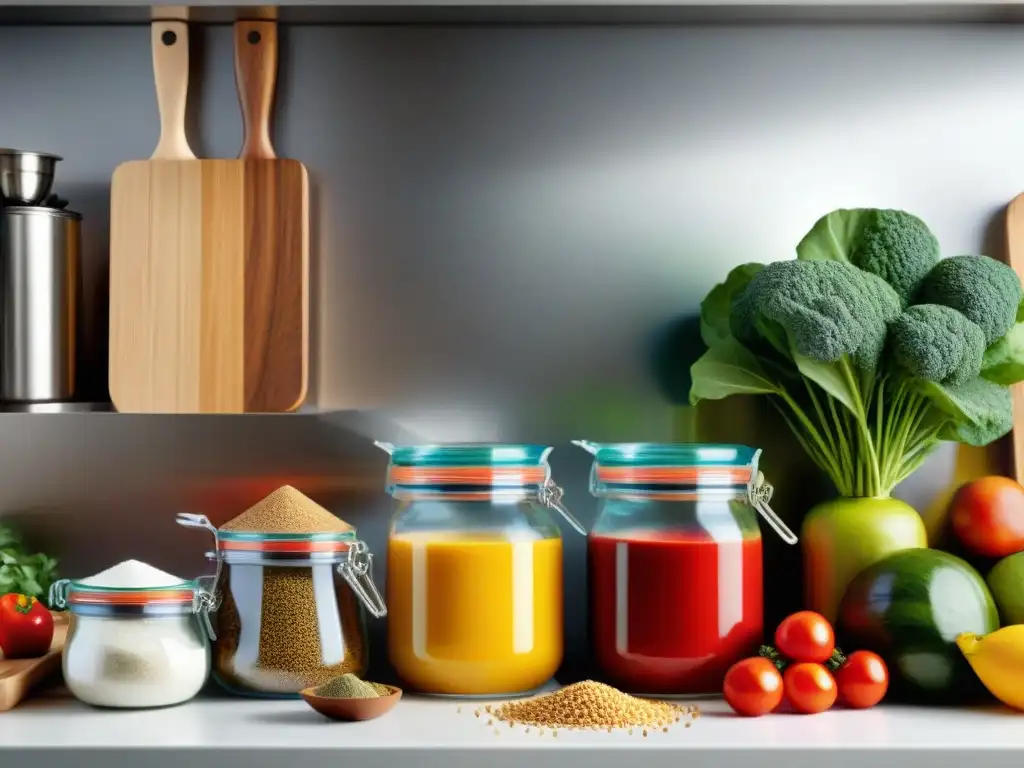 Un espacio de cocina impecable y organizado, lleno de ingredientes libres de gluten