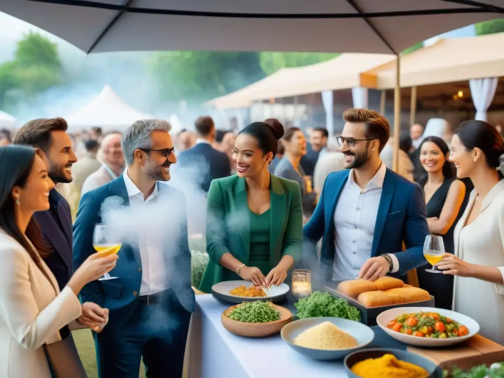 Un evento gastronómico sin gluten con networking vibrante entre profesionales y entusiastas de la comida