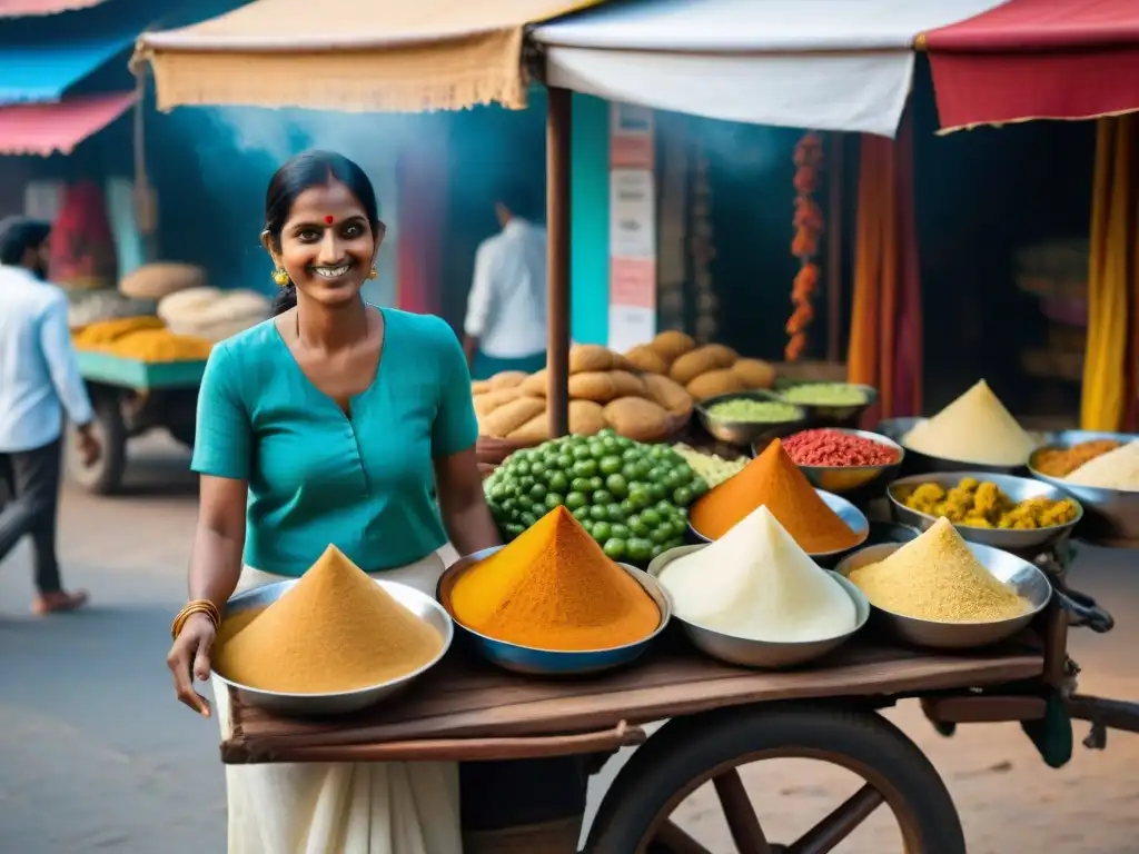 Experiencia sensorial en mercado callejero de la India sin gluten