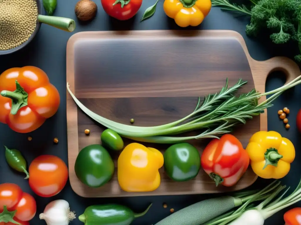 Una explosión de colores frescos y vibrantes ingredientes sin gluten sobre tabla de madera