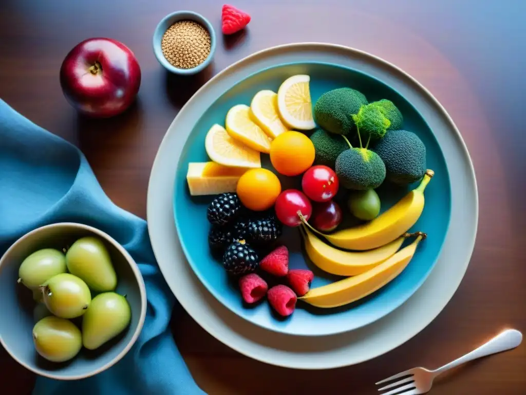 Una explosión de colores y sabores en un plato sin gluten, transmitiendo los beneficios psicológicos de una dieta libre de restricciones