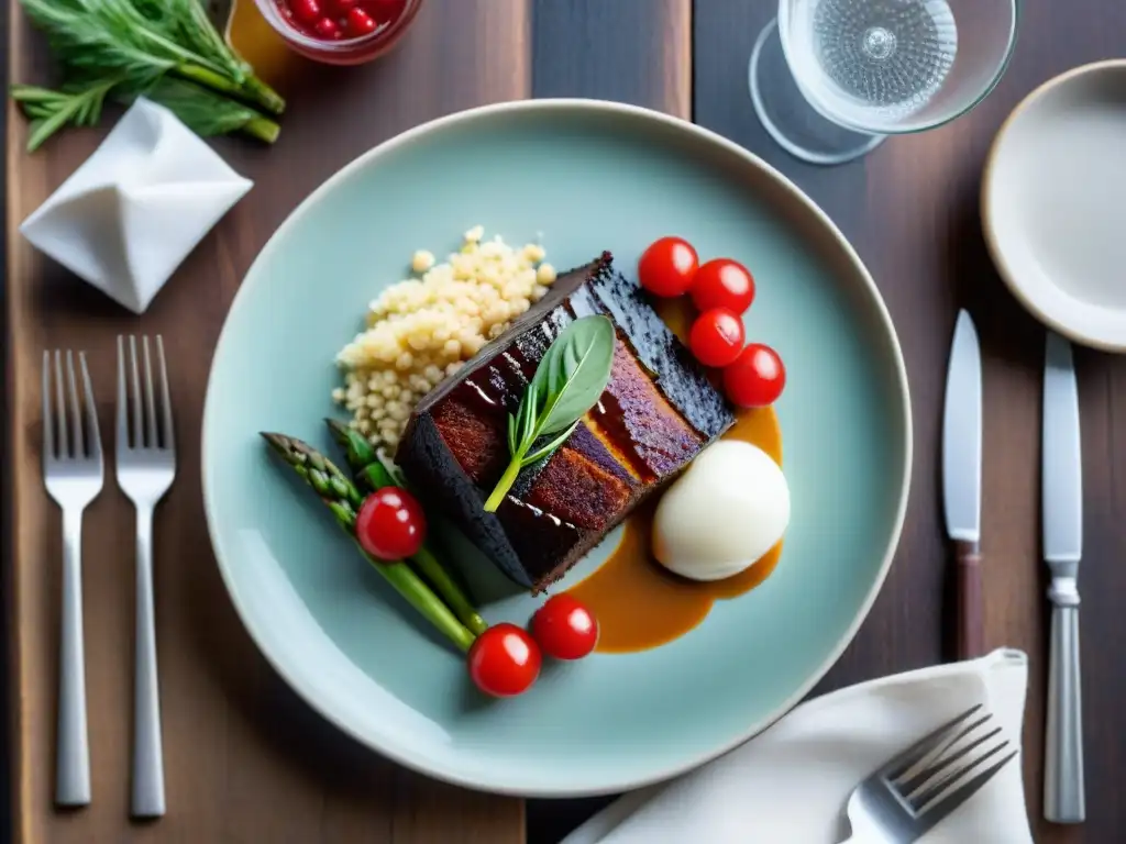 Una exquisita cena sin gluten con cinco platos innovadores en una mesa rústica bajo luz natural