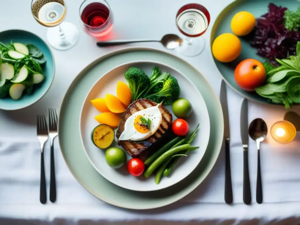 Exquisita mesa de restaurante con platillos sin gluten y bajos en FODMAPs