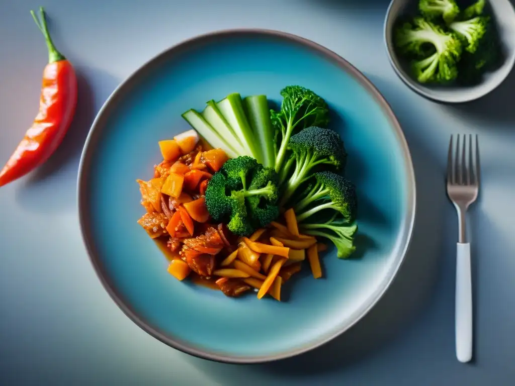 Exquisita receta kimchi sin gluten deliciosa en un plato colorido hermosamente decorado