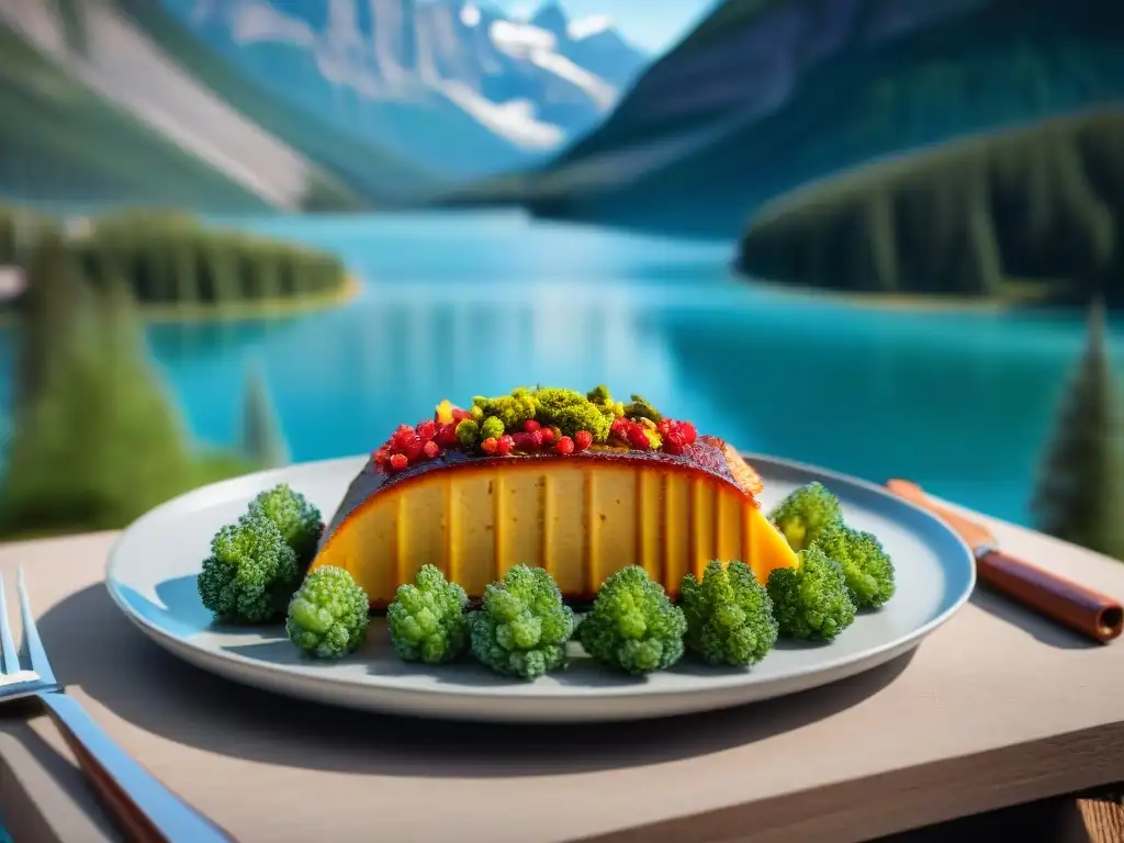 Exquisita receta sin gluten Canadá en plato artísticamente preparado con ingredientes tradicionales y toque moderno, frente a escenario icónico