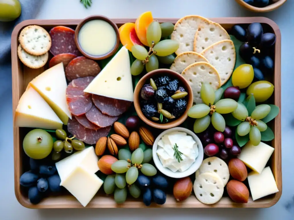 Exquisita tabla de embutidos sin gluten con mezcla de sabores y colores