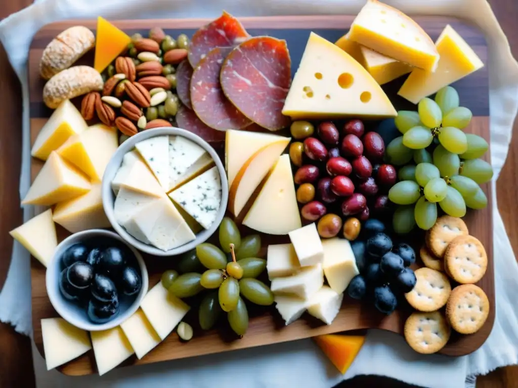 Exquisita tabla de embutidos y snacks sin gluten para fiesta