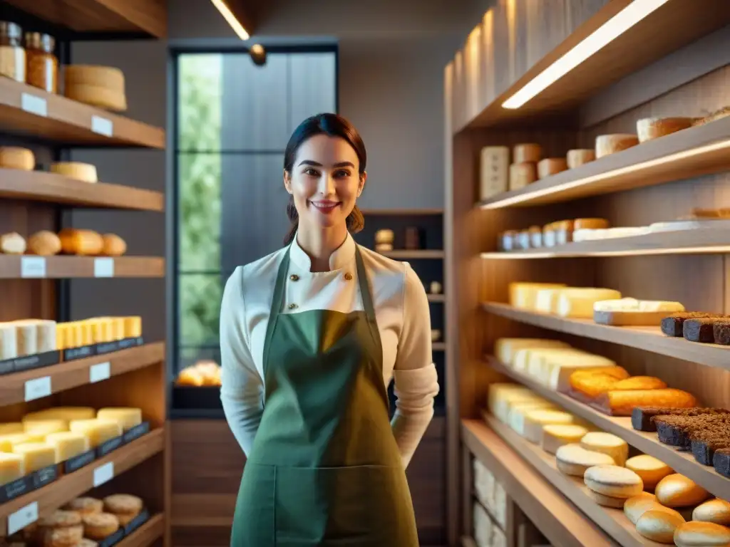 Una exquisita tienda online gourmet sin gluten con productos de lujo en un ambiente elegante y acogedor