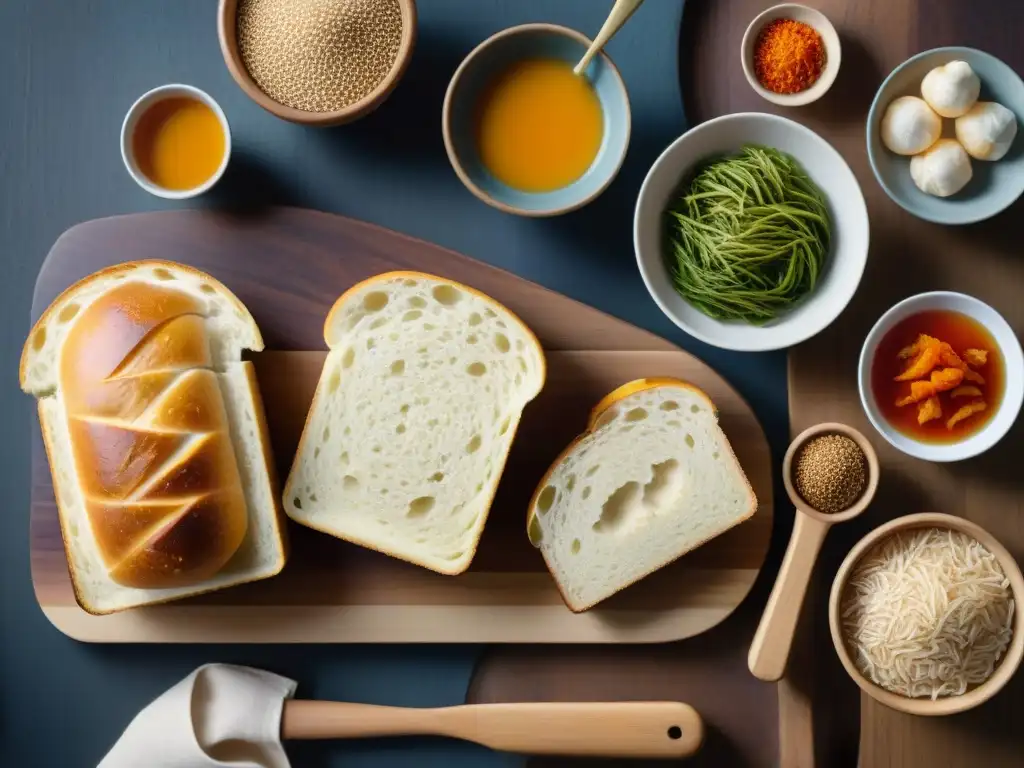 Una exquisita variedad de alimentos fermentados sin gluten en una mesa rústica