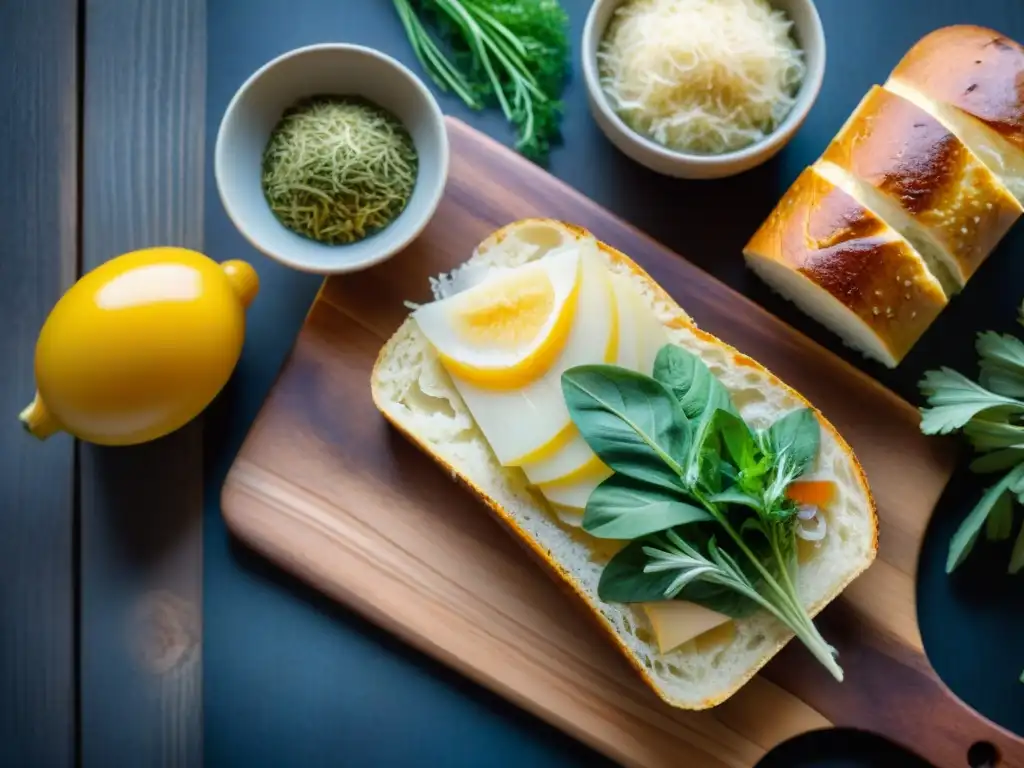 Una exquisita variedad de alimentos fermentados sin gluten en cocina, coloridos y vibrantes sobre tablas rústicas de madera