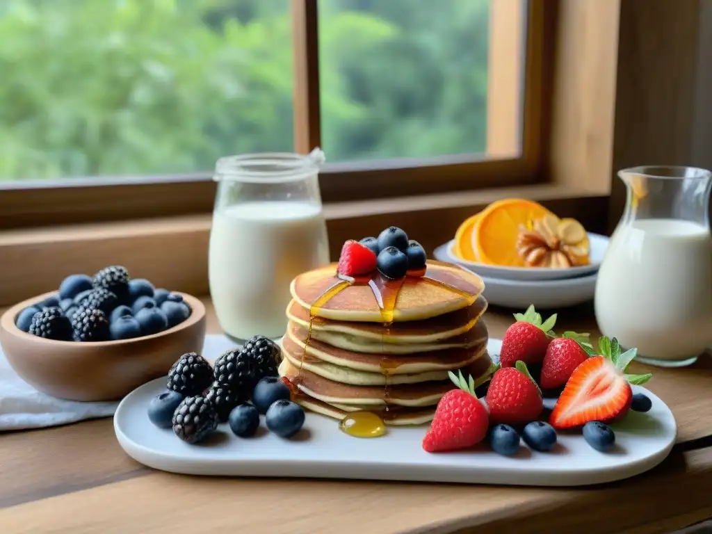 Una exquisita variedad de Alimentos sin gluten y lácteos en una mesa decorada con luz natural