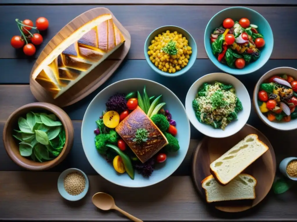 Una exquisita variedad de comidas sin gluten en una mesa rústica