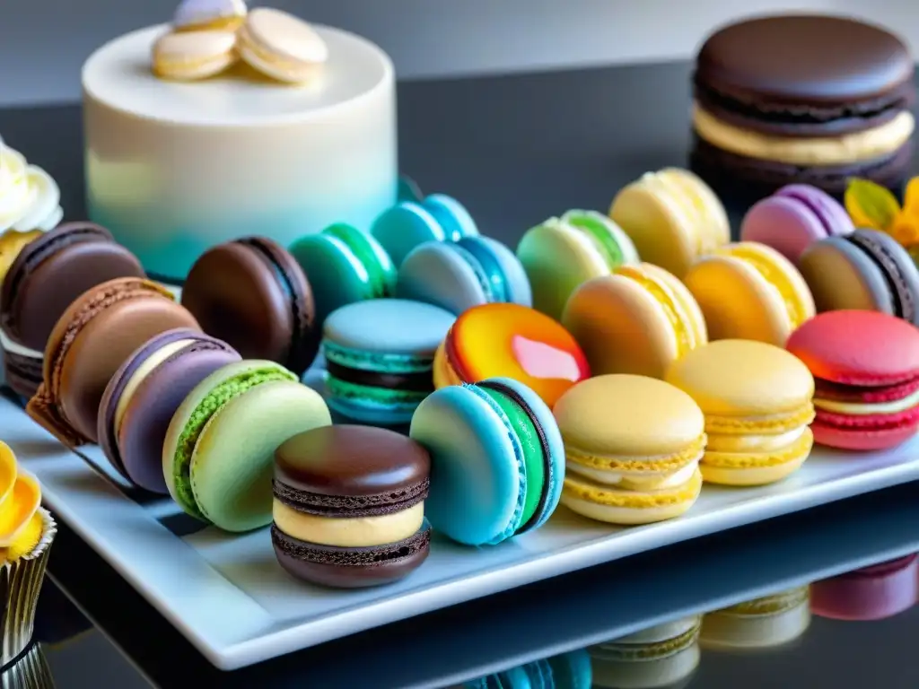 Dulces sin gluten: exhibición vibrante y detallada Exquisita variedad de dulces sin gluten innovadores en una mesa elegante y moderna