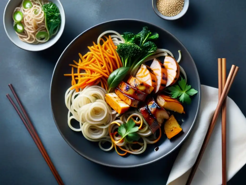 Deléitate con una exquisita variedad de fideos asiáticos sin gluten recetas, en una presentación vibrante y deliciosa