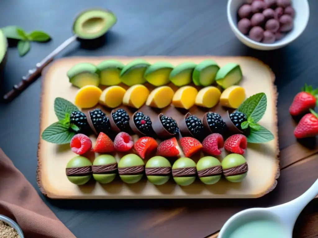 Una exquisita variedad de meriendas saludables sin gluten en plato de madera rústico