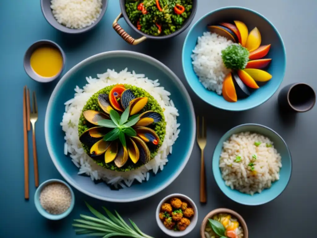 Exquisita variedad de platos sin gluten con arroz en dieta, una obra de arte culinaria