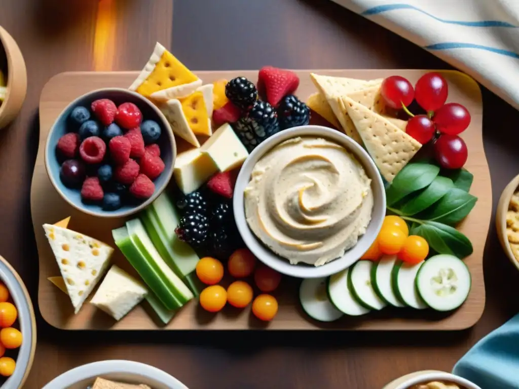 Una exquisita variedad de snacks sin gluten fáciles, coloridos y deliciosos, dispuestos en una tabla de madera