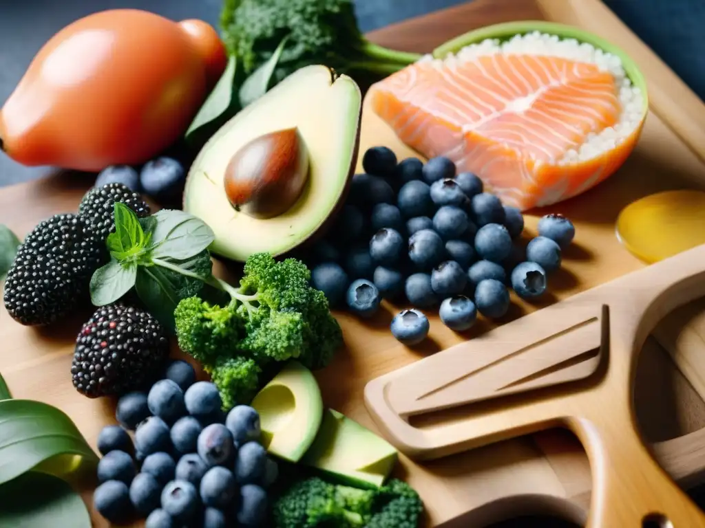 Una exquisita variedad de superalimentos sin gluten, frescos y coloridos, listos para una dieta sin gluten resistencia estrés