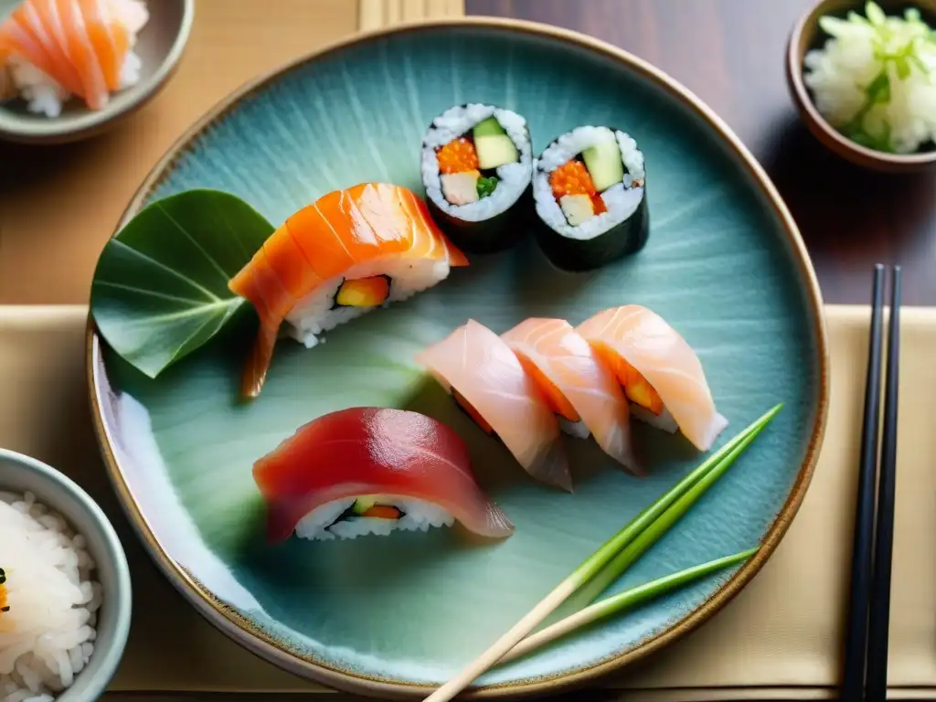 Deléitate con una exquisita variedad de sushi sin gluten en un plato japonés tradicional