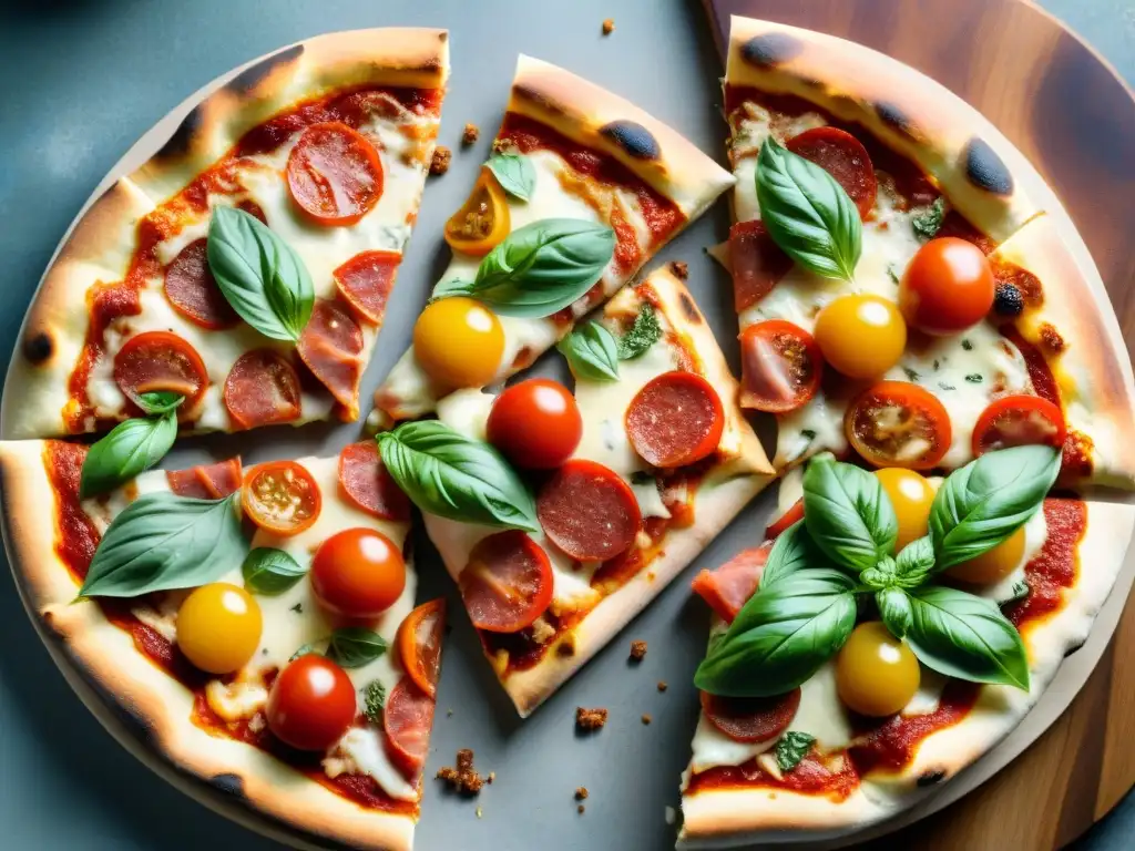 Exquisitas pizzas sin gluten de diferentes marcas en una mesa rústica