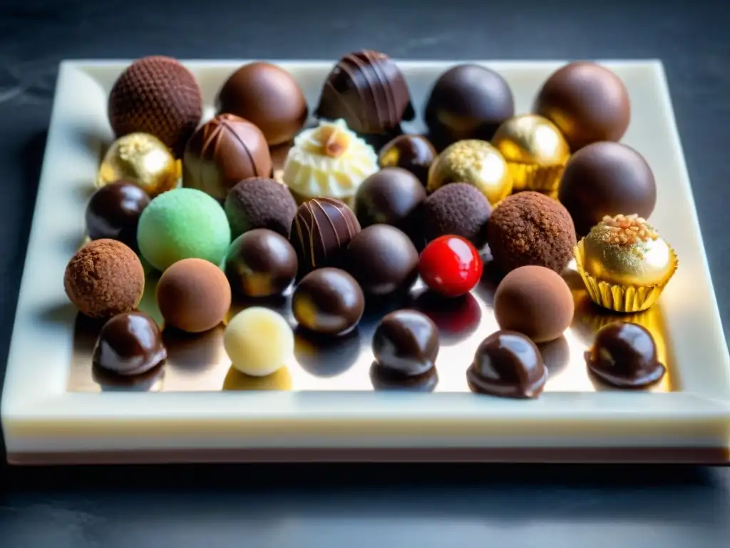 Exquisitas trufas sin gluten en plato decadente y detallado, listas para disfrutar