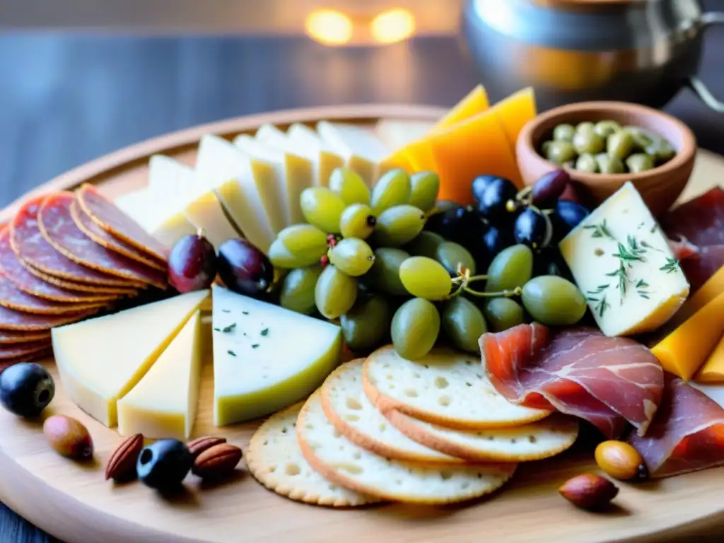 Un exquisito y colorido tablero de embutidos sin gluten fácil, con una variedad de alimentos frescos y deliciosos en una presentación apetitosa