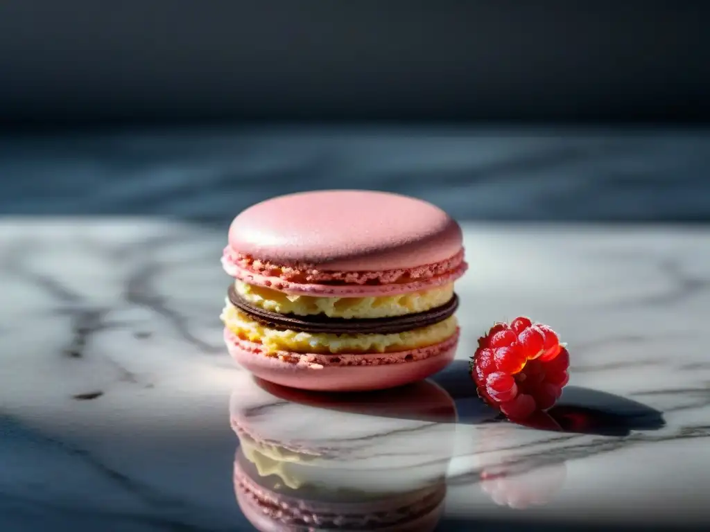 Un exquisito macaron francés sin gluten, delicioso y sofisticado, en un elegante entorno