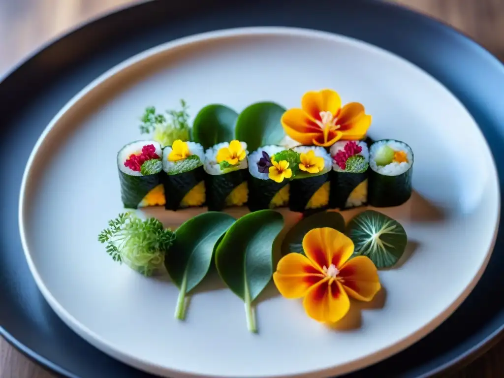 Un exquisito plato de sushi sin gluten, con colores vibrantes y detalles intrincados