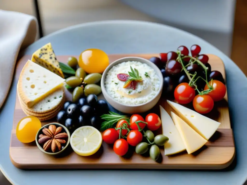 Un exquisito tablero de aperitivos sin gluten, lleno de colores y sabores, ideal para reuniones