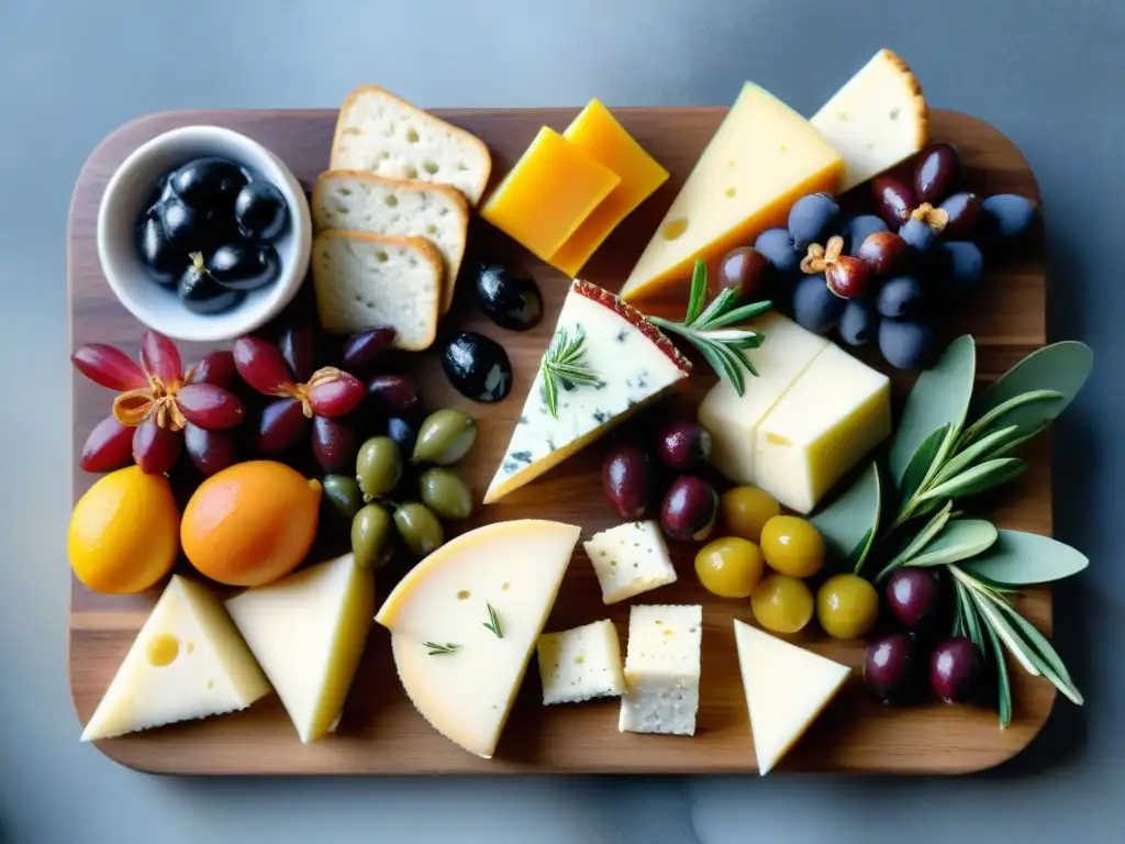 Un exquisito tablero de embutidos con una variedad colorida de alimentos sin gluten fáciles, perfecto para entretener de último minuto