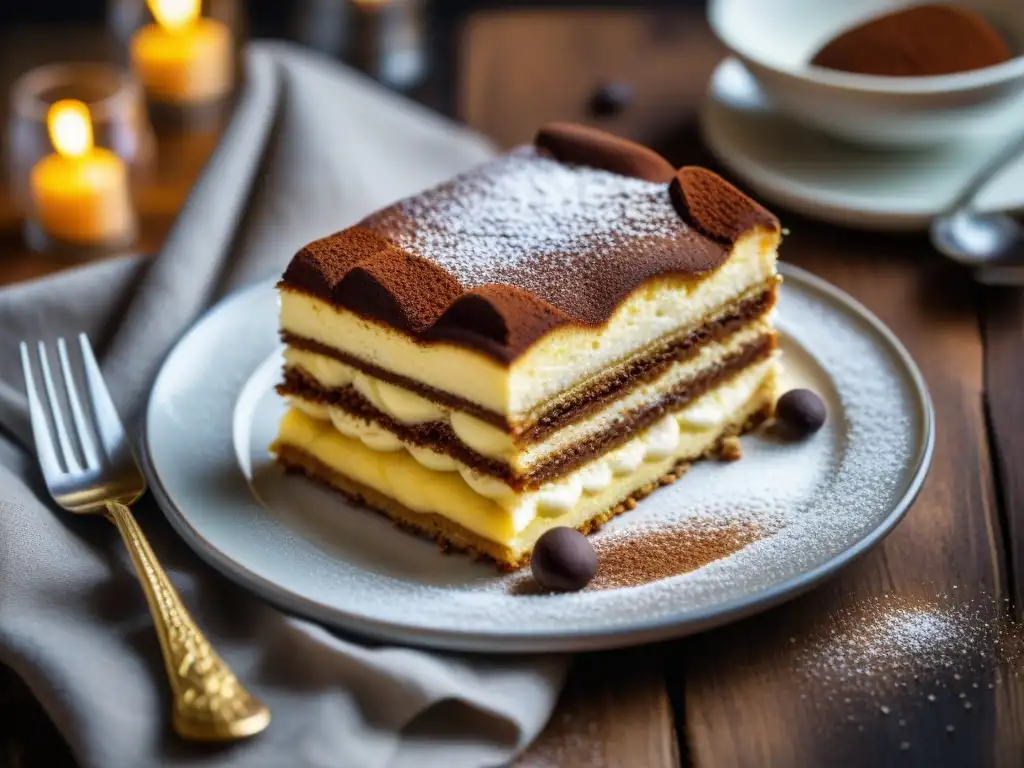 Exquisito tiramisú sin gluten en elegante presentación