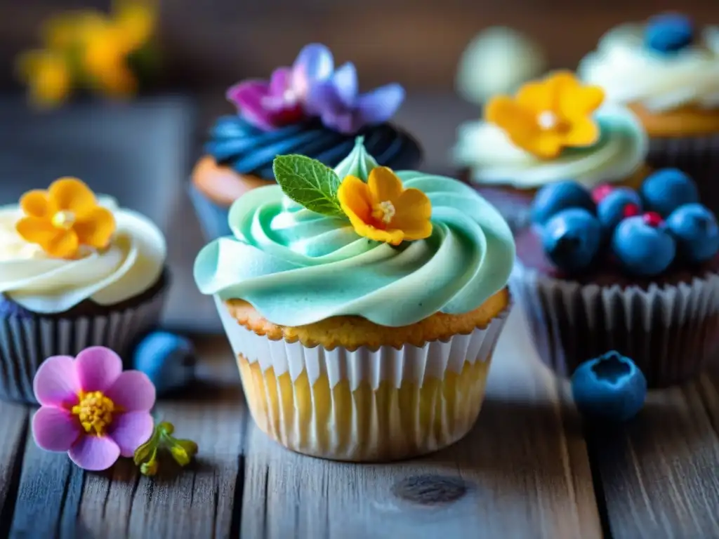 Exquisitos cupcakes sin gluten decorados con detalle, perfectos para inspirar recetas de cupcakes sin gluten