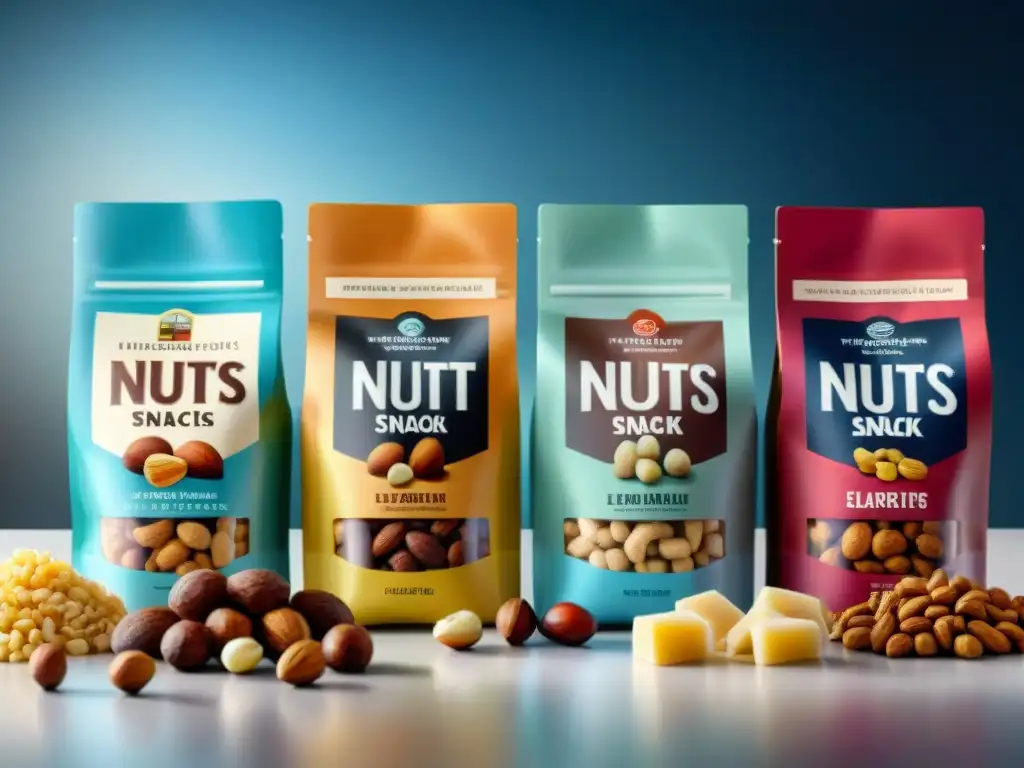 Exquisitos frutos secos sin gluten de las mejores marcas, presentados con elegancia y detalle en envases transparentes en una cocina iluminada