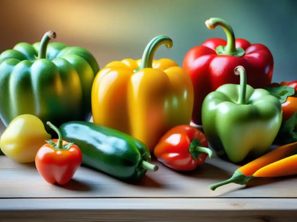 Una exuberante variedad de frutas y verduras frescas en una mesa de madera rústica