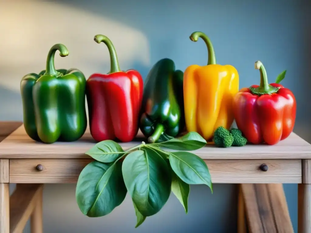 Una exuberante variedad de frutas y verduras, ricas en vitaminas y minerales, sobre mesa de madera