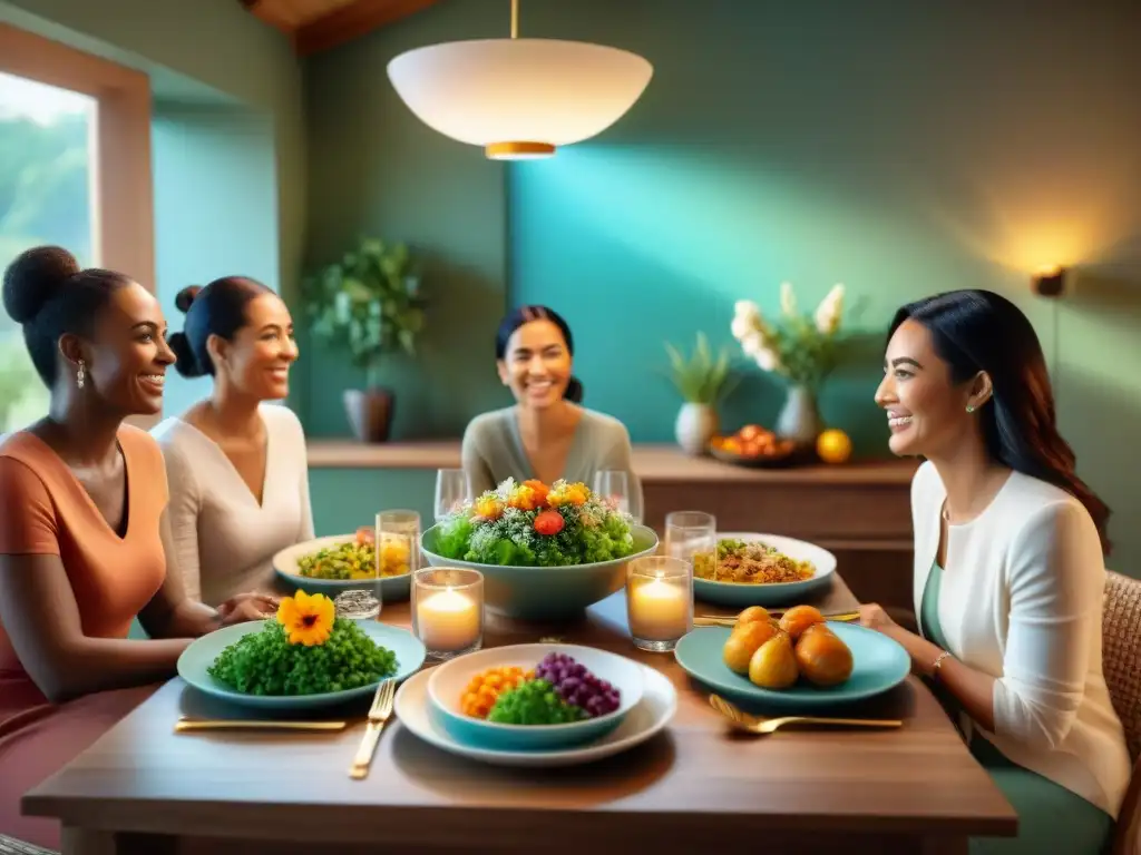 Una familia diversa disfruta de una comida sin gluten en un ambiente cálido y acogedor