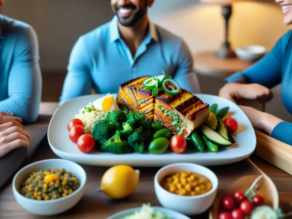 Una familia diversa disfruta de una comida sin gluten en un ambiente cálido y acogedor