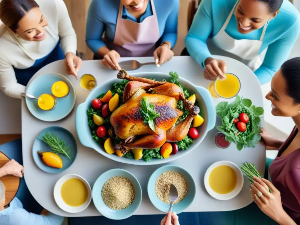 Una familia diversa disfruta de un festín sin gluten en un ambiente cálido