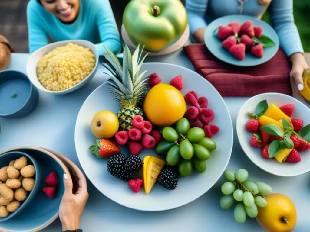 Una familia feliz disfruta de una cena sin gluten, mostrando una crianza saludable con los niños