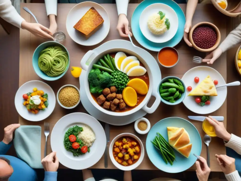 Una familia feliz disfruta de una comida sin gluten juntos en una mesa bellamente decorada