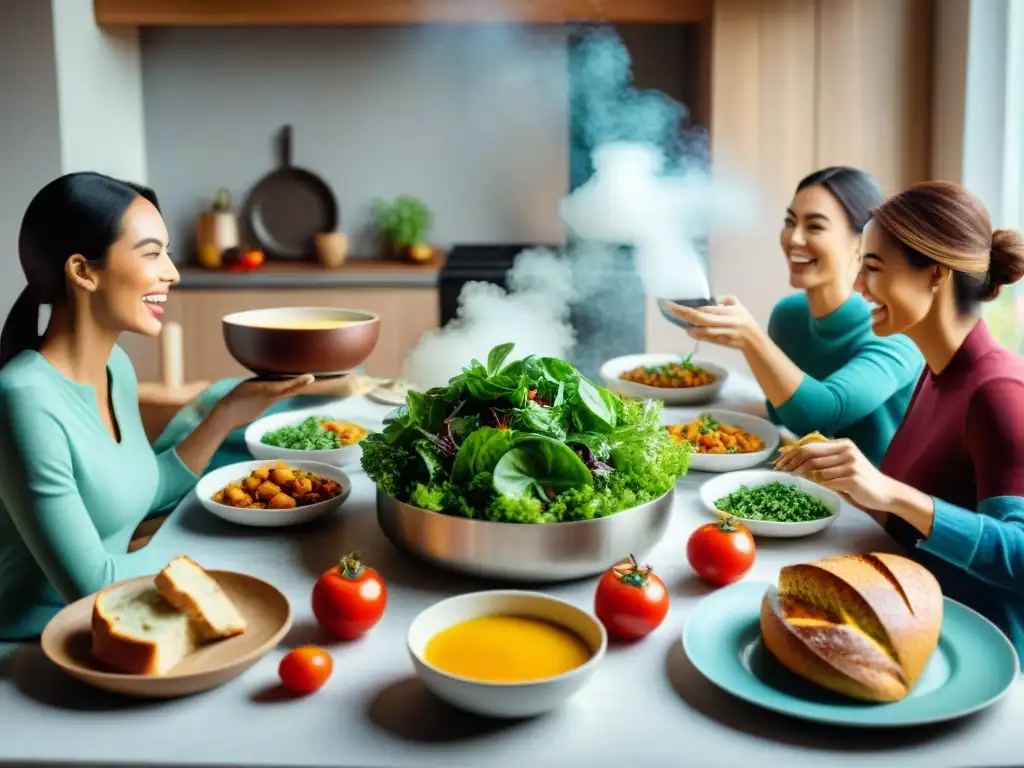 Una familia feliz disfruta de una comida sin gluten en una mesa festiva