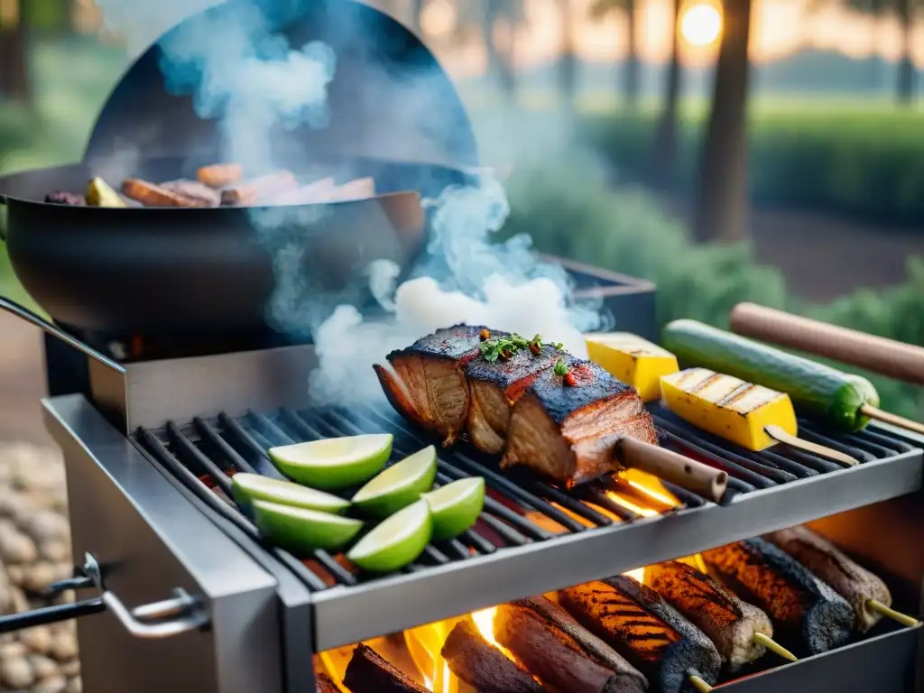 Un festín al aire libre con cocina sin gluten ideas ahumar, bañado por la luz del sol entre los árboles