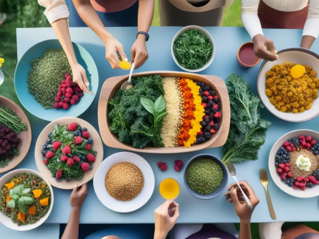 Un festín al aire libre con superfoods sin gluten: quinoa, kale y bayas