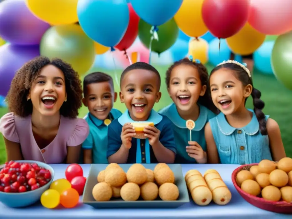 Un festín alegre de bocadillos sin gluten en una vibrante fiesta infantil