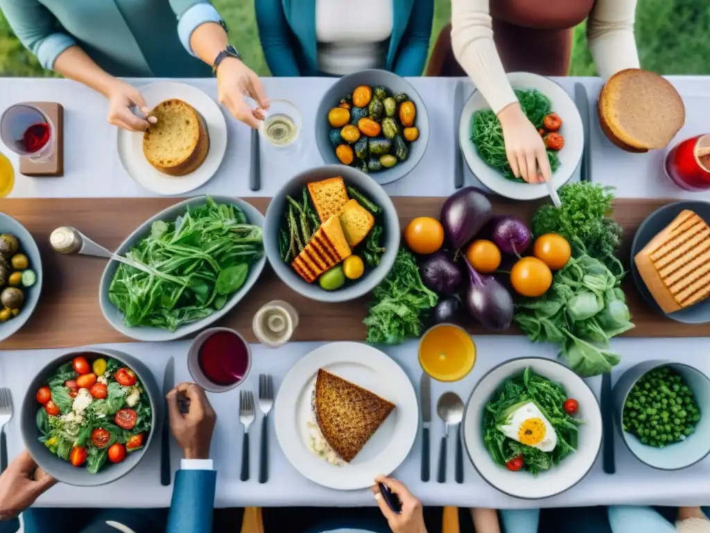 Un festín de conexión y alegría entre amigos disfrutando de platos sin gluten