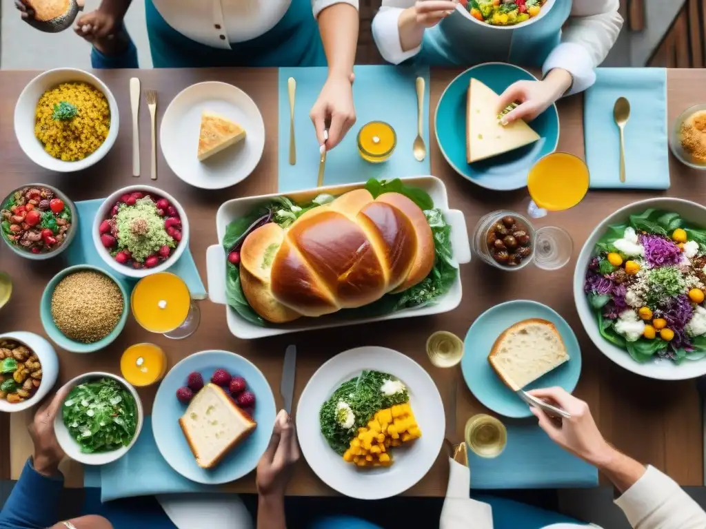 Un festín de Alimentos sin gluten y lácteos: un grupo diverso disfruta de una comida vibrante y deliciosa en comunidad