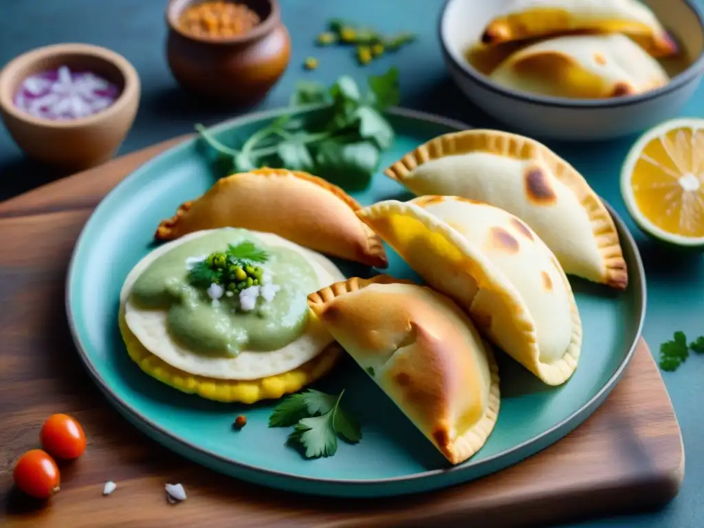 Deléitate con un festín de antojitos latinos sin gluten en un hermoso plato de madera rústico