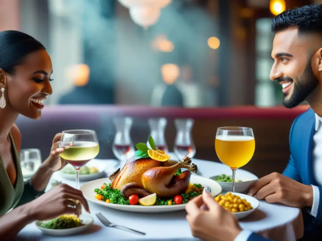 Un festín colorido sin gluten en restaurante, reflejando inclusividad y alegría